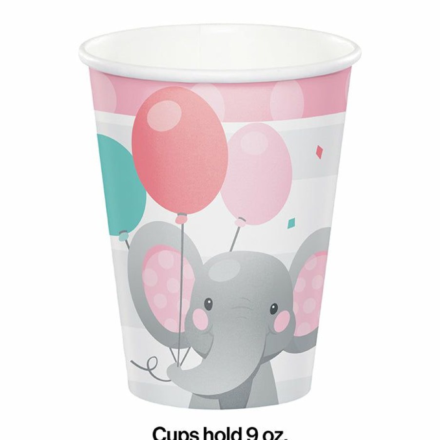 Birthdays * | Creative Converting Kids Birthday Party Themes Enchanting Elephants Girl Hot/Cold Cups 9Oz. 8Ct