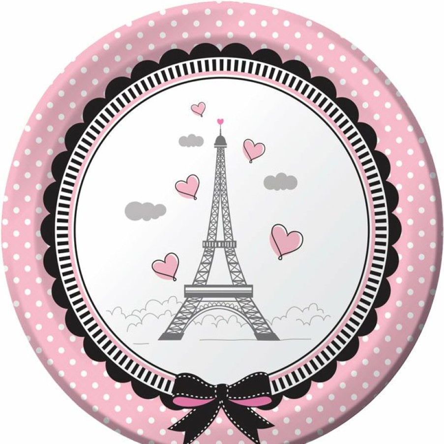 Birthdays * | Creative Converting Kids Birthday Party Themes Party In Paris Dessert Plates, 8 Ct