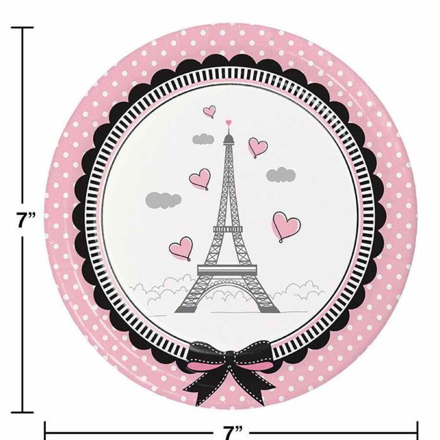 Birthdays * | Creative Converting Kids Birthday Party Themes Party In Paris Dessert Plates, 8 Ct