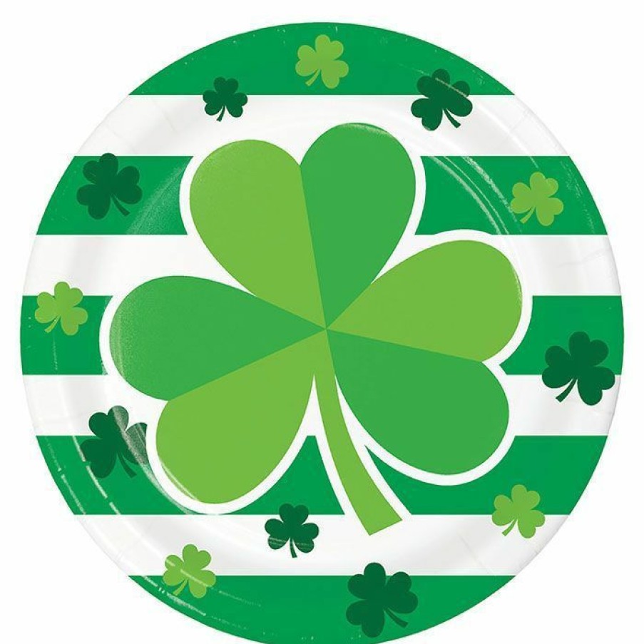 Holidays * | Creative Converting Irish Clover Dinner Plate 8Ct St. Patrick'S Day Party Decorations