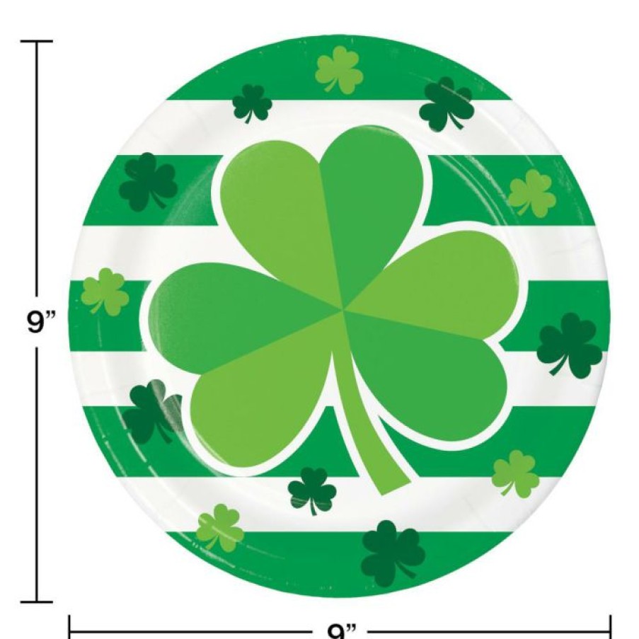 Holidays * | Creative Converting Irish Clover Dinner Plate 8Ct St. Patrick'S Day Party Decorations