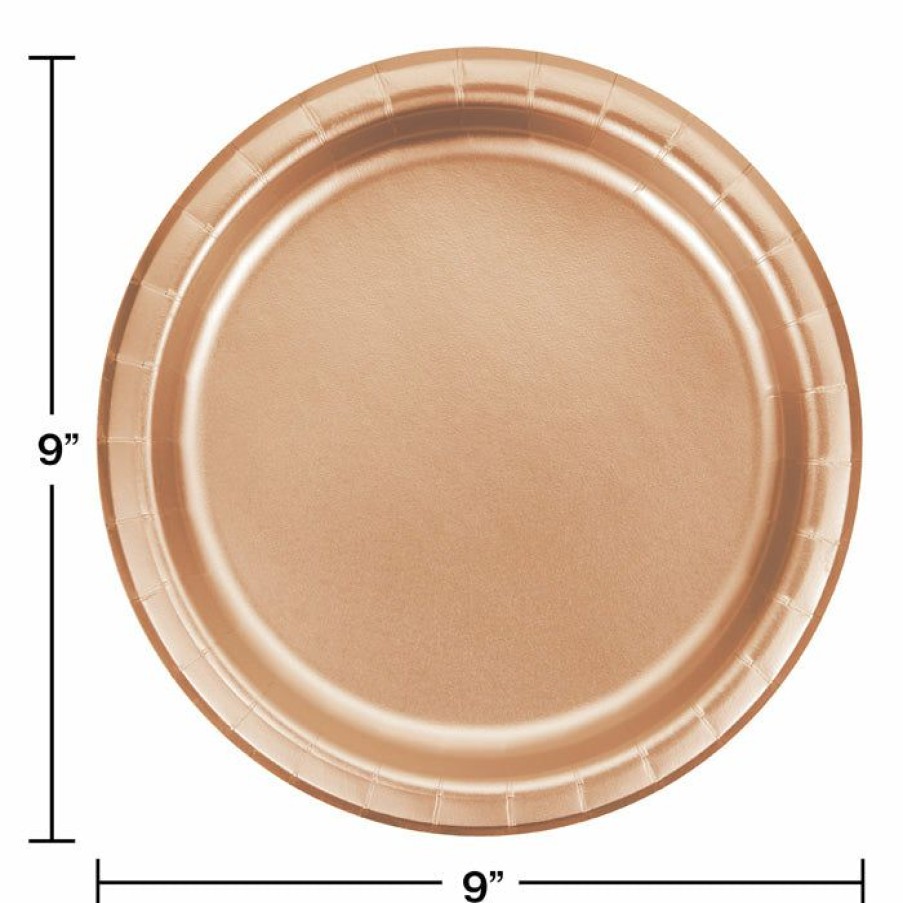 Bridal And Wedding * | Creative Converting Rose Gold Foil Paper Plates, Pack Of 8