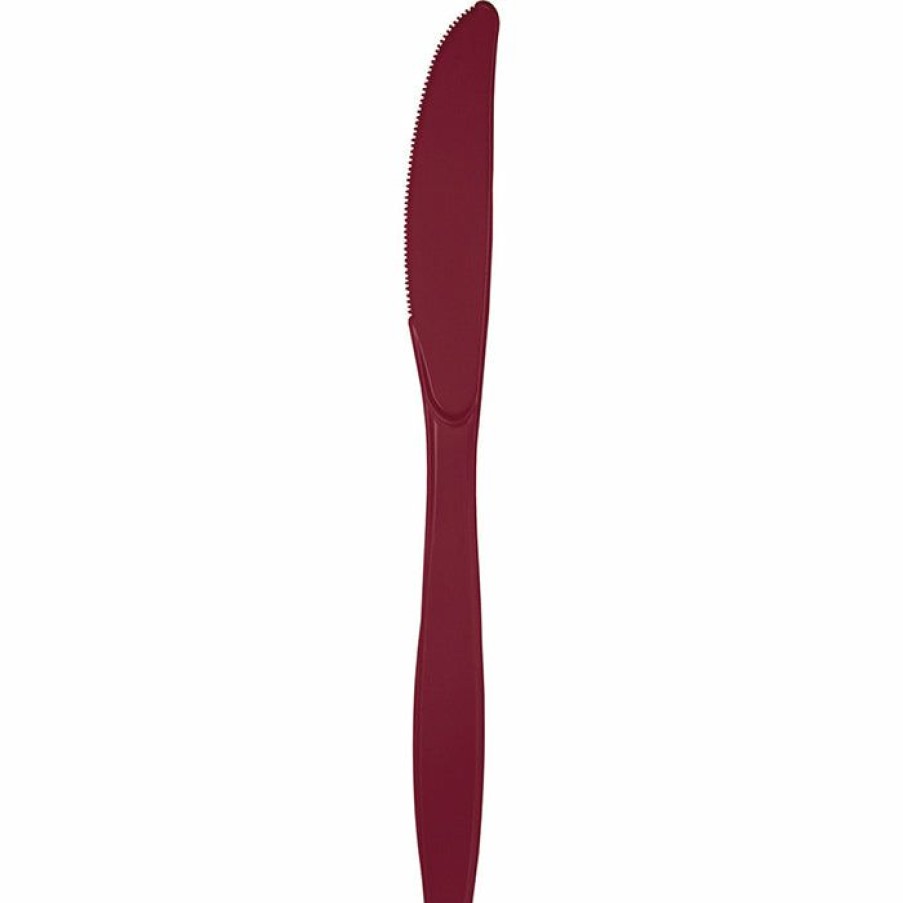 Solid Color Tableware * | Creative Converting Burgundy Red Plastic Knives, 24 Ct Solid Color Tableware