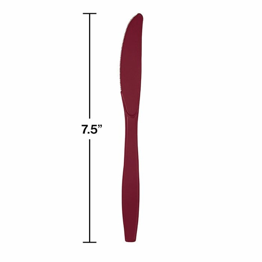 Solid Color Tableware * | Creative Converting Burgundy Red Plastic Knives, 24 Ct Solid Color Tableware