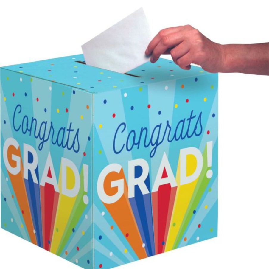 Graduation Party Supplies * | Creative Converting Rainbow Grad 12 X 12 Card Box (1/Pkg) Graduation Party Supplies