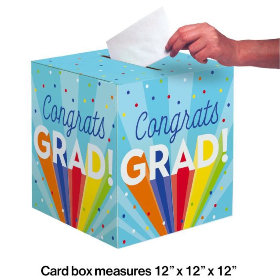 Graduation Party Supplies * | Creative Converting Rainbow Grad 12 X 12 Card Box (1/Pkg) Graduation Party Supplies