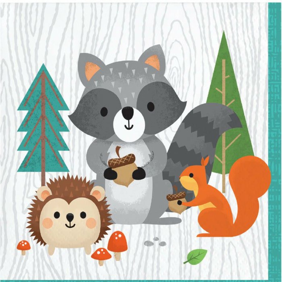 Birthdays * | Creative Converting 1St Birthday Party Themes Wild One Woodland Beverage Napkins, Pack Of 16