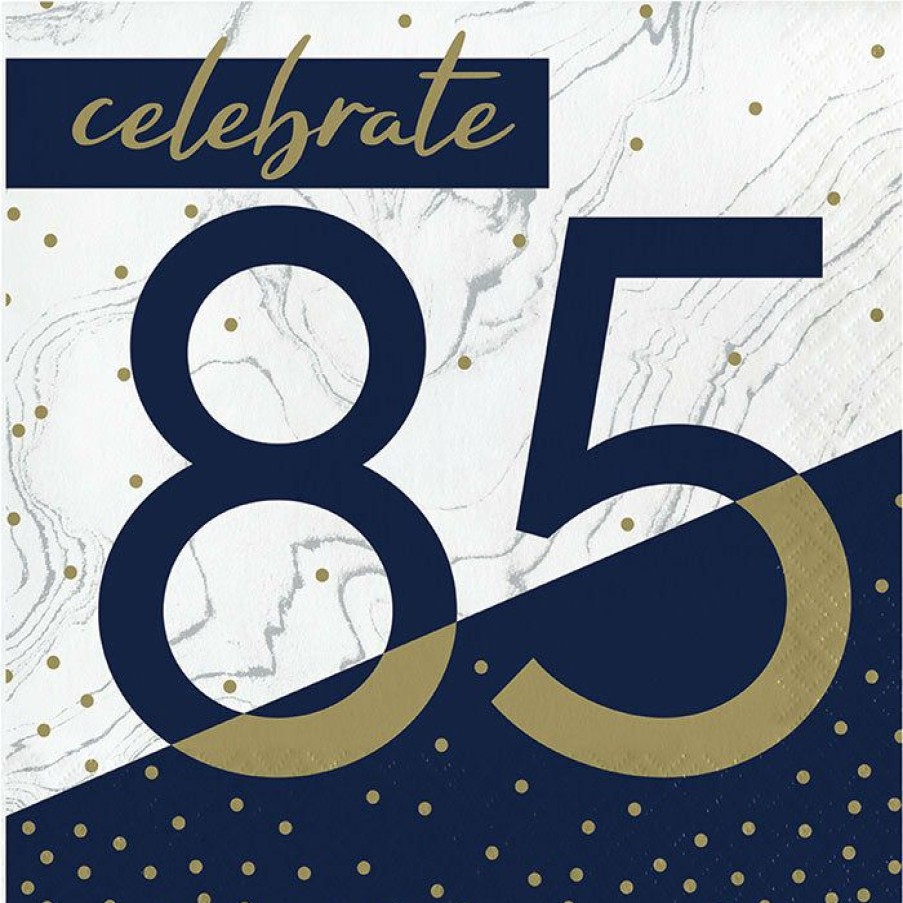 Birthdays * | Creative Converting Navy & Gold Milestone Luncheon Napkin, 85 16Ct Adult Birthday Party Themes