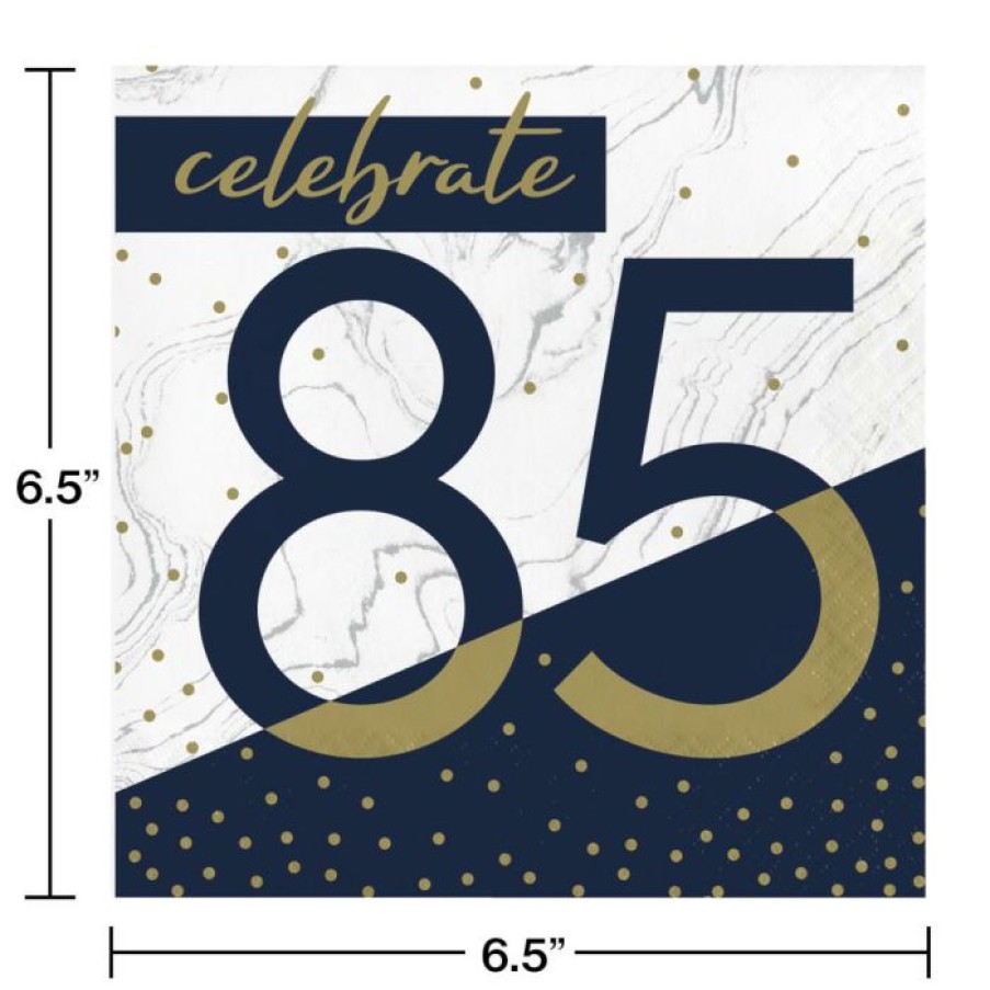 Birthdays * | Creative Converting Navy & Gold Milestone Luncheon Napkin, 85 16Ct Adult Birthday Party Themes