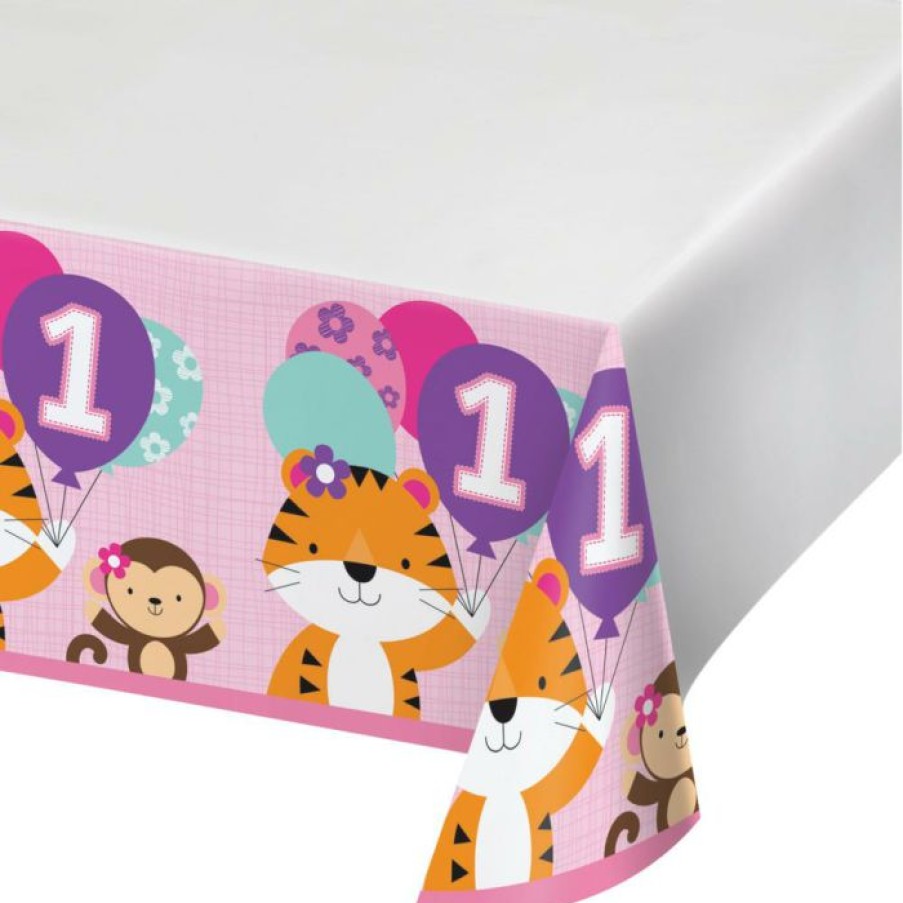 Birthdays * | Creative Converting 1St Birthday Party Themes One Is Fun Girl Plastic Tablecover Border, 54 Inch X 102 Inch (6/Case)