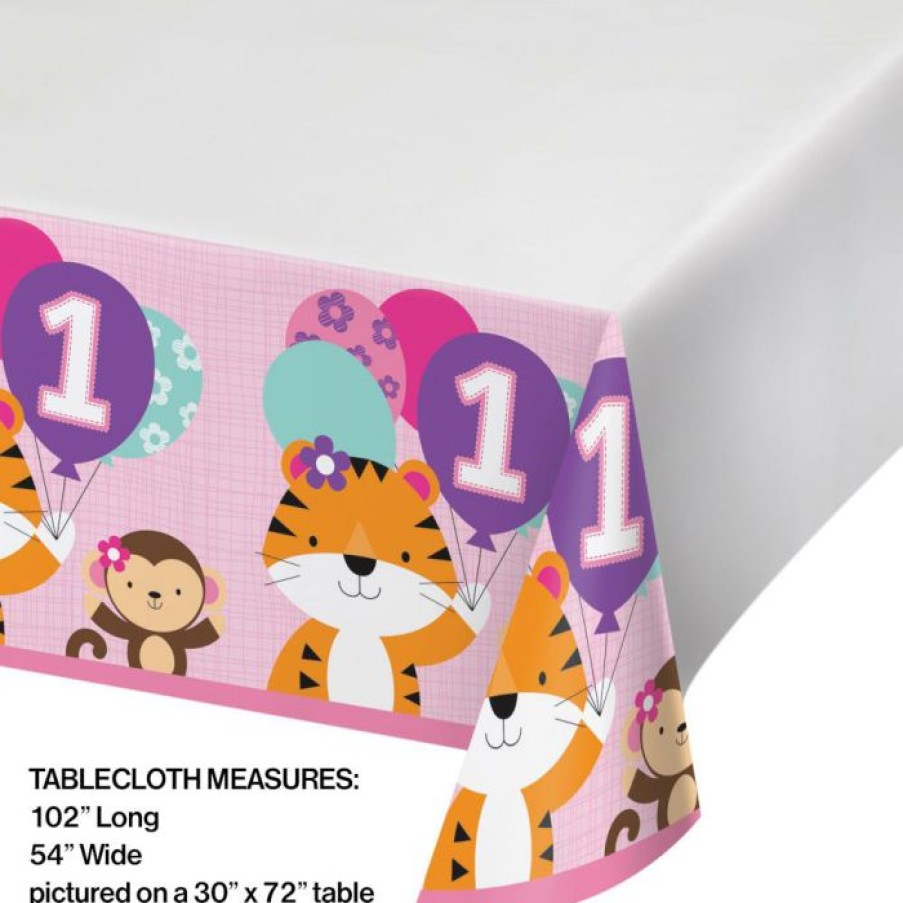 Birthdays * | Creative Converting 1St Birthday Party Themes One Is Fun Girl Plastic Tablecover Border, 54 Inch X 102 Inch (6/Case)