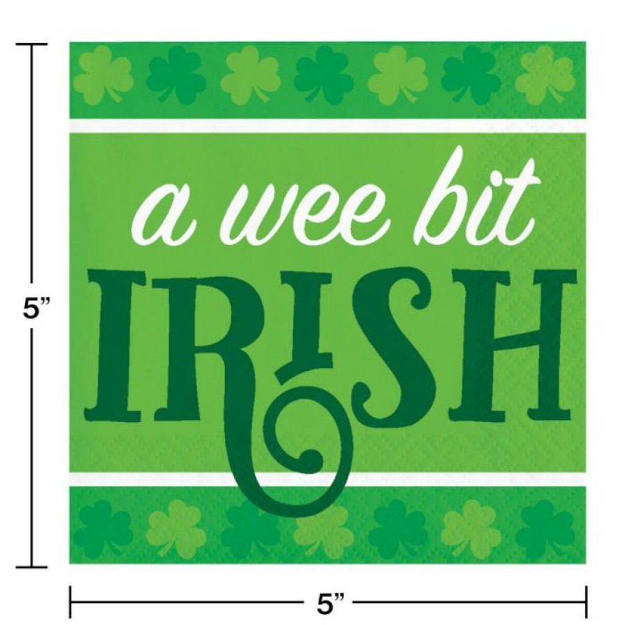 Holidays * | Creative Converting Irish Clover Beverage Napkin, Wee Bit Irish (16/Pkg)