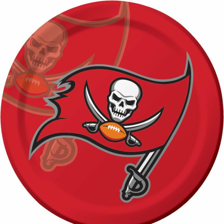 Sports * | Creative Converting Tampa Bay Buccaneers Paper Plates, 8 Ct Nfl And Football Party Supplies