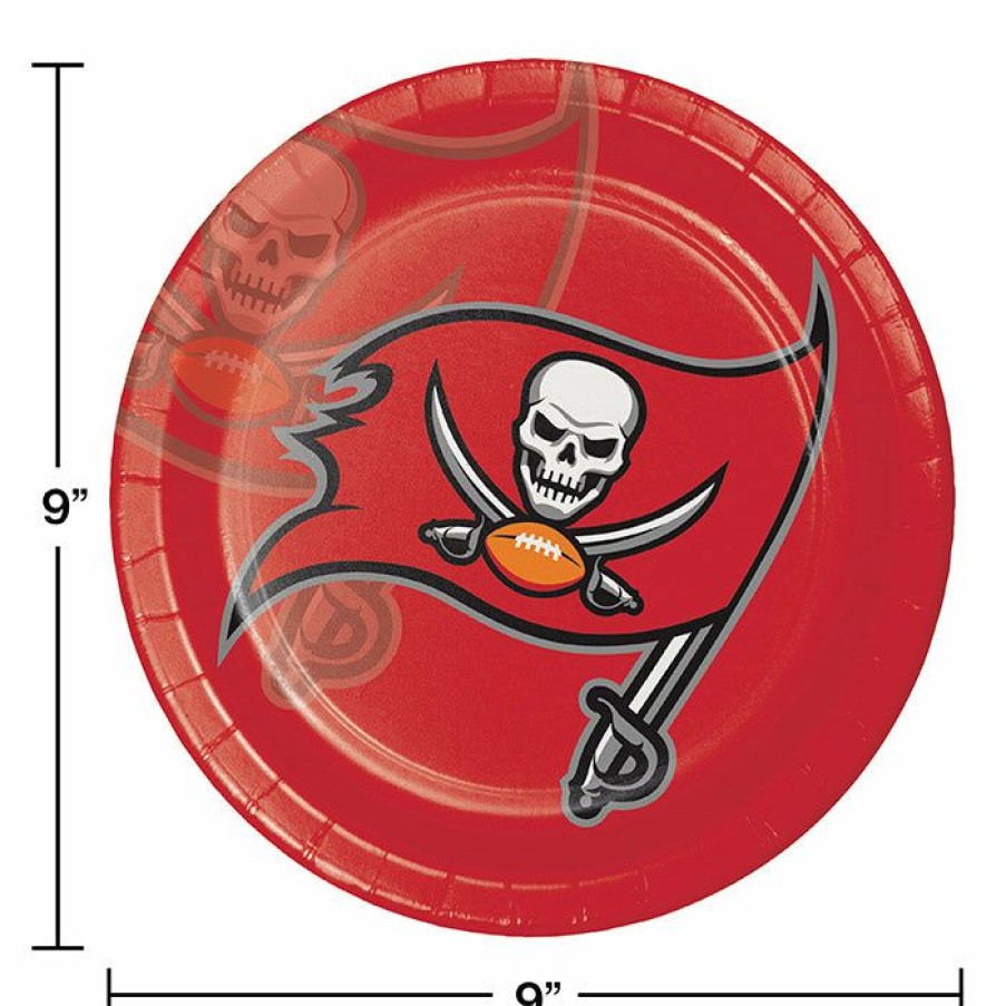 Sports * | Creative Converting Tampa Bay Buccaneers Paper Plates, 8 Ct Nfl And Football Party Supplies