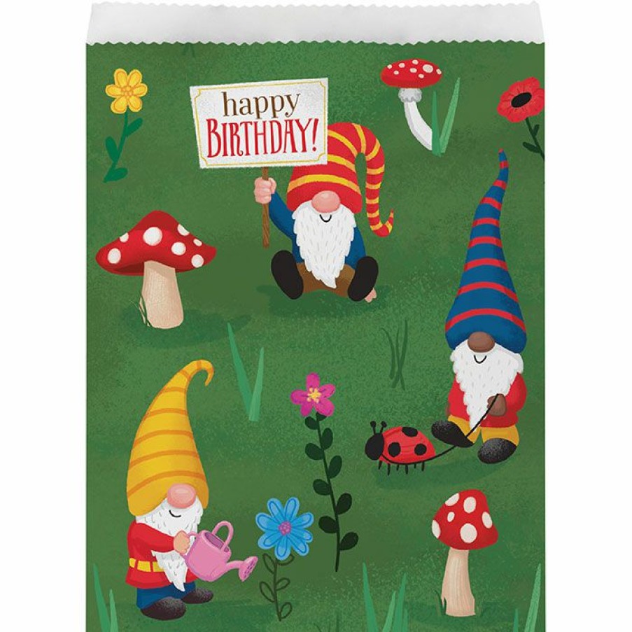 Birthdays * | Creative Converting Party Gnomes Paper Treat Bags, Large 8Ct Kids Birthday Party Themes