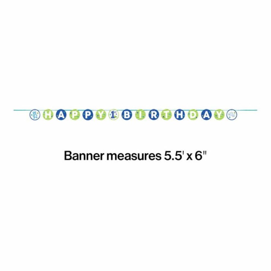 Birthdays * | Creative Converting Doodle 1St Birthday Ribbon Banner Shaped (Case Pack Of 6) 1St Birthday Party Themes