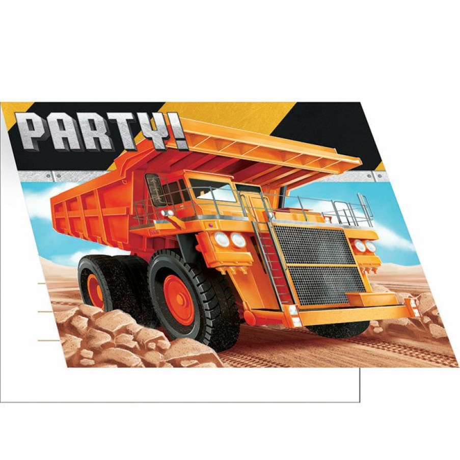 Birthdays * | Creative Converting Kids Birthday Party Themes Big Dig Construction Foldover Invitations (48/Case)