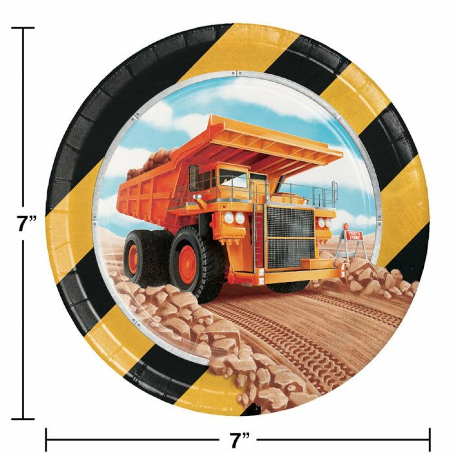 Birthdays * | Creative Converting Big Dig Construction Dessert Plates, 8 Ct Kids Birthday Party Themes