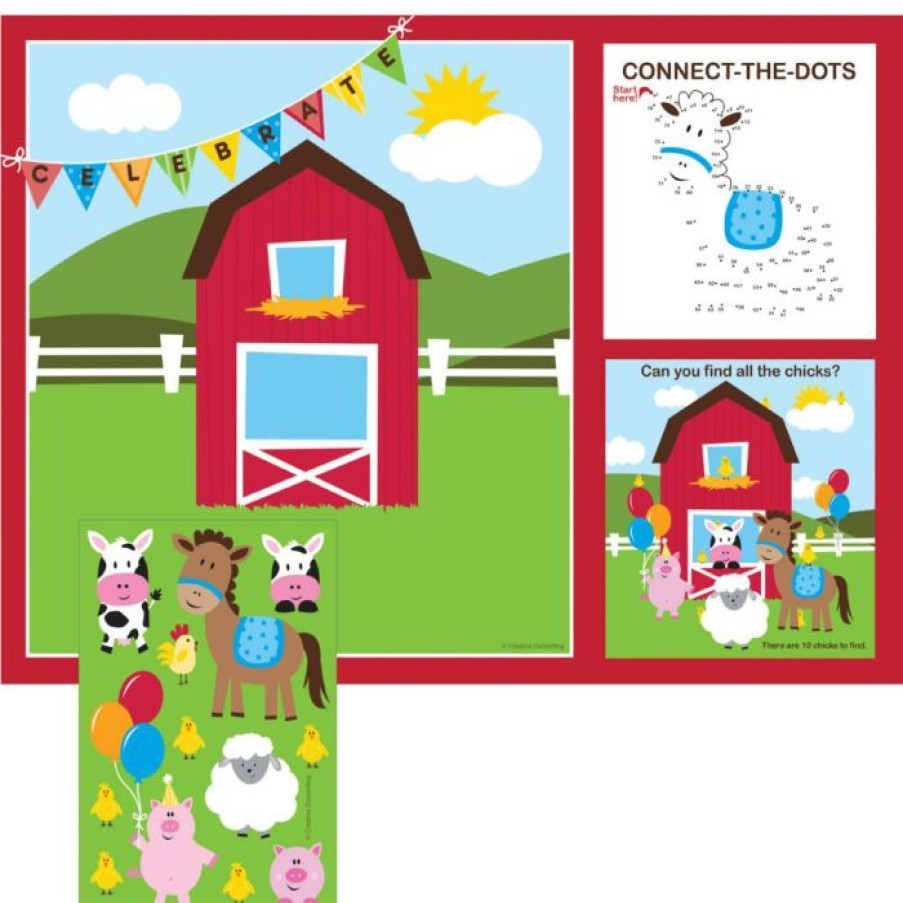 Birthdays * | Creative Converting Farmhouse Fun Placemats With Activity Stickers (96/Case)