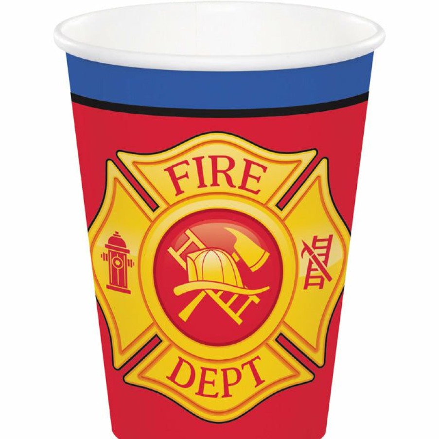 Birthdays * | Creative Converting Flaming Fire Truck Hot/Cold Paper Cups 9 Oz., 8 Ct