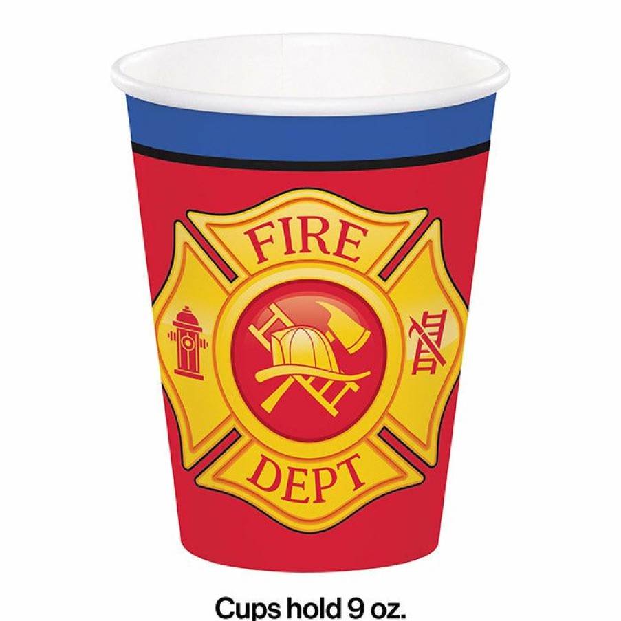 Birthdays * | Creative Converting Flaming Fire Truck Hot/Cold Paper Cups 9 Oz., 8 Ct