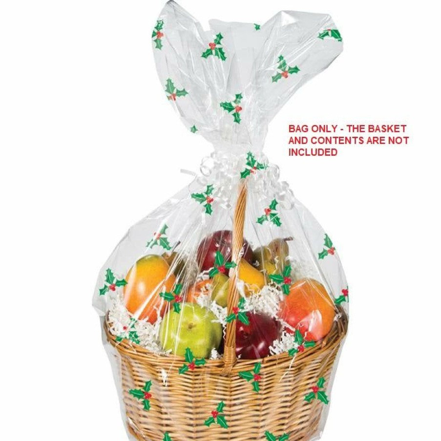 Holidays * | Creative Converting Holly Basket Bag Christmas Party Supplies