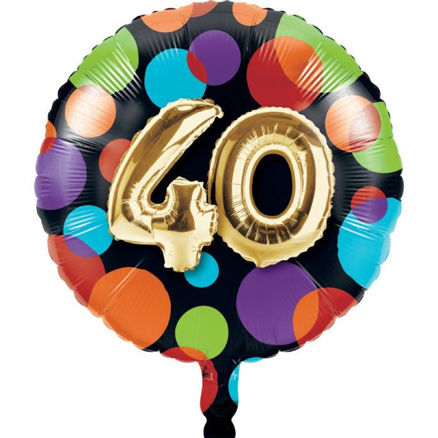 Birthdays * | Creative Converting Adult Birthday Party Themes Balloon Birthday Metallic Balloon 18 , 40 (Case Pack Of 10)