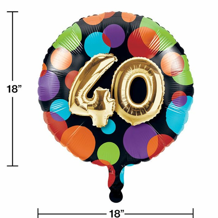 Birthdays * | Creative Converting Adult Birthday Party Themes Balloon Birthday Metallic Balloon 18 , 40 (Case Pack Of 10)