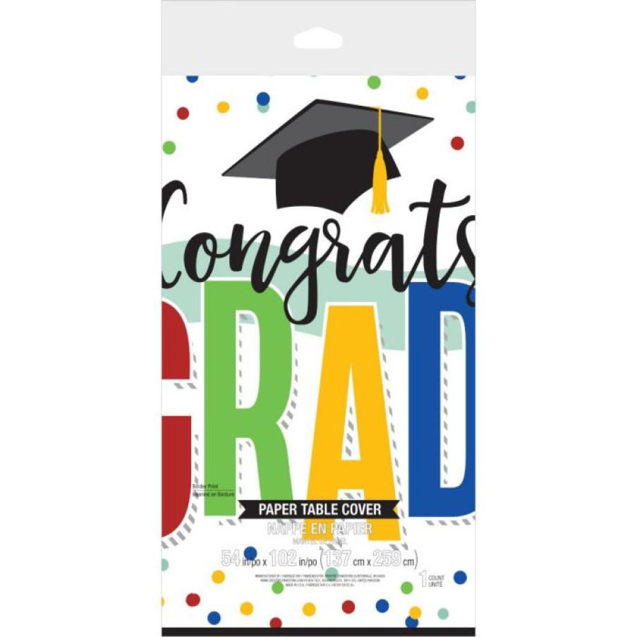 Graduation Party Supplies * | Creative Converting Colorful Grad Paper Tablecover Border Print, 54 X 102 (1/Pkg)