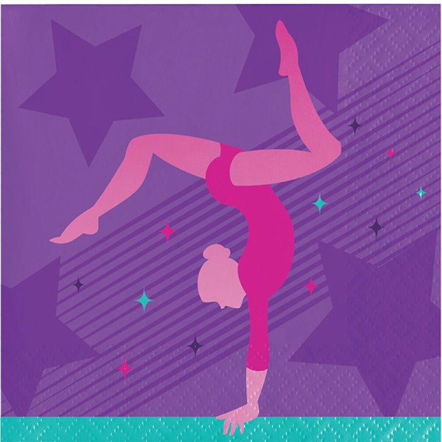 Birthdays * | Creative Converting Gymnastics Party Beverage Napkins 16Ct