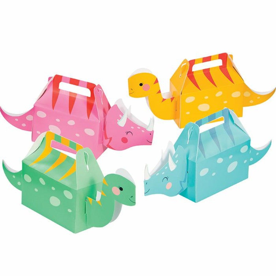 Birthdays * | Creative Converting Girl Dino Party Treat Box 3D 4Ct