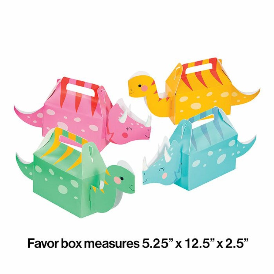 Birthdays * | Creative Converting Girl Dino Party Treat Box 3D 4Ct