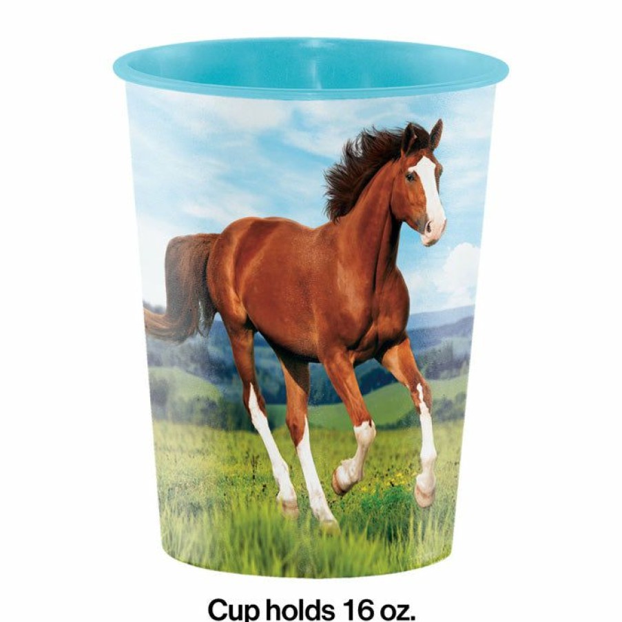 Birthdays * | Creative Converting Horse And Pony Plastic Keepsake Cup 16 Oz.