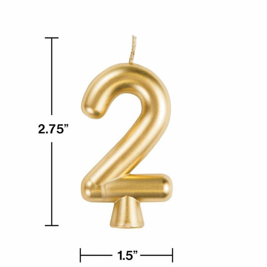 Birthdays * | Creative Converting Gold 2 Candle Birthday Party Candles