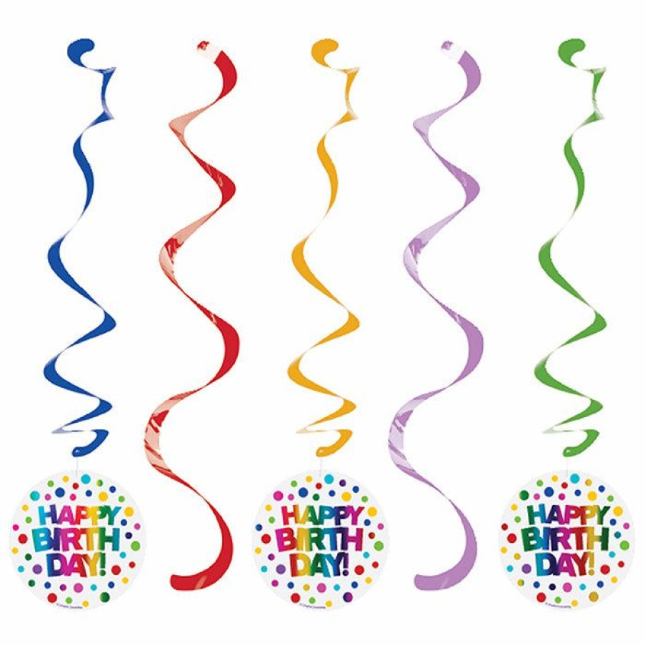 Birthdays * | Creative Converting Kids Birthday Party Themes Rainbow Foil Dizzy Danglers, 5 Ct