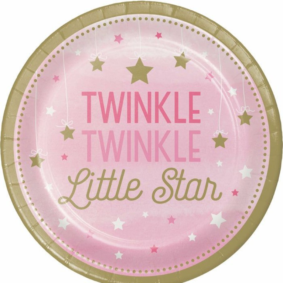 Birthdays * | Creative Converting One Little Star Girl Dessert Plates, 8 Ct