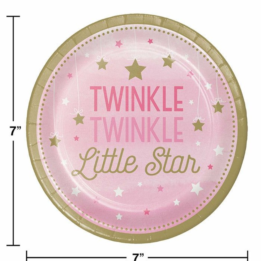 Birthdays * | Creative Converting One Little Star Girl Dessert Plates, 8 Ct