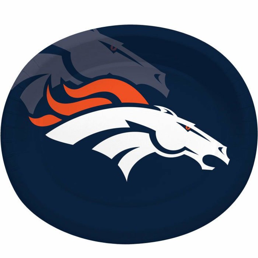 Sports * | Creative Converting Denver Broncos Oval Platter 10 X 12 , 8 Ct