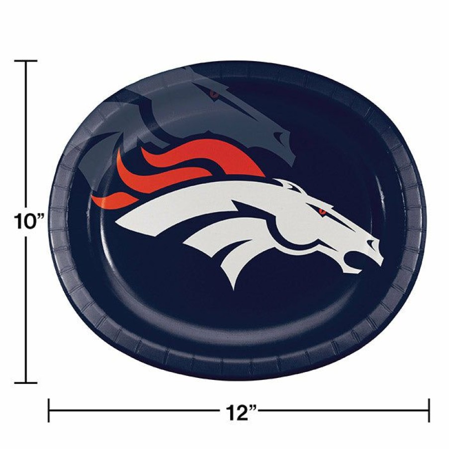 Sports * | Creative Converting Denver Broncos Oval Platter 10 X 12 , 8 Ct