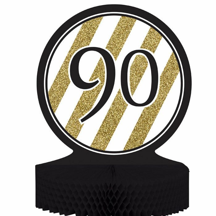 Birthdays * | Creative Converting Adult Birthday Party Themes Black And Gold 90Th Birthday Centerpiece