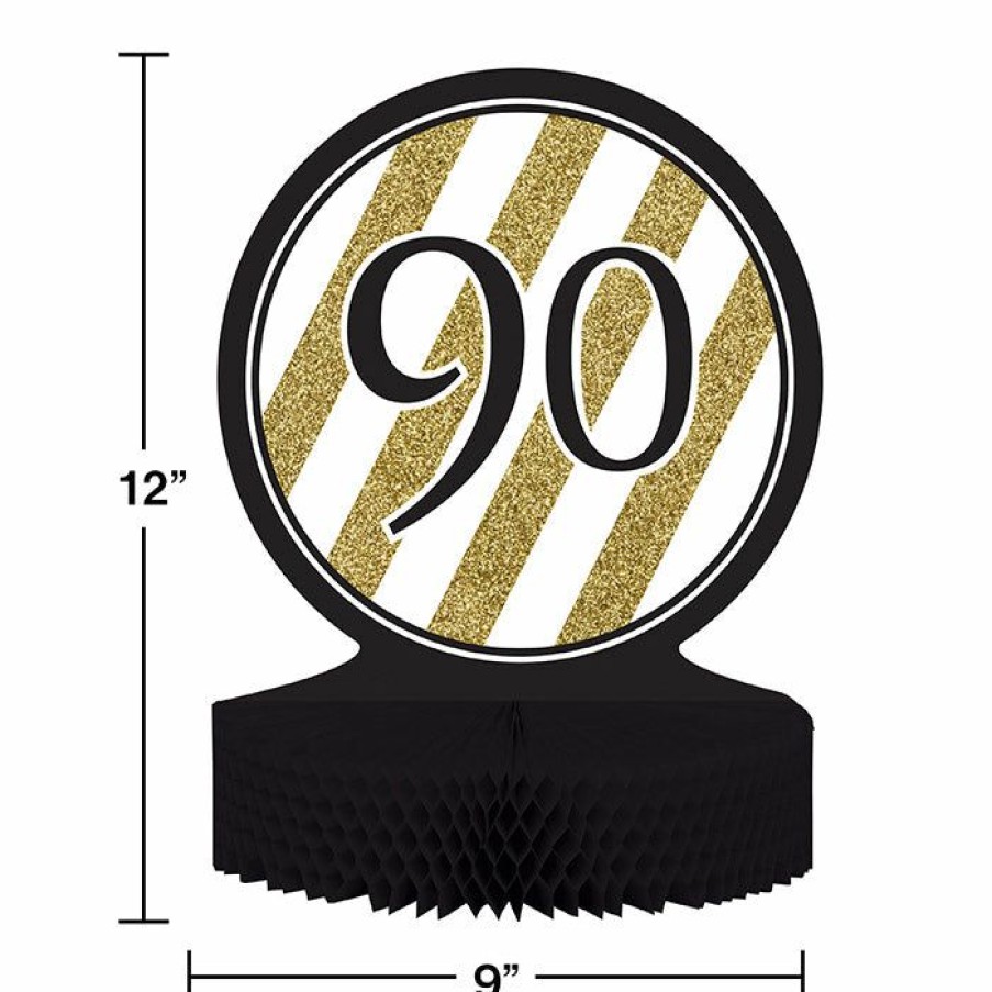 Birthdays * | Creative Converting Adult Birthday Party Themes Black And Gold 90Th Birthday Centerpiece