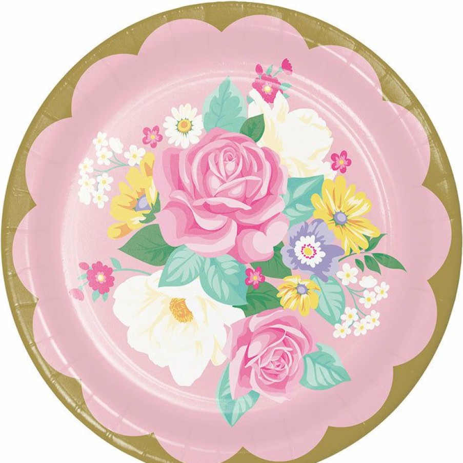 Birthdays * | Creative Converting Kids Birthday Party Themes Floral Tea Party Paper Plates, 8 Ct