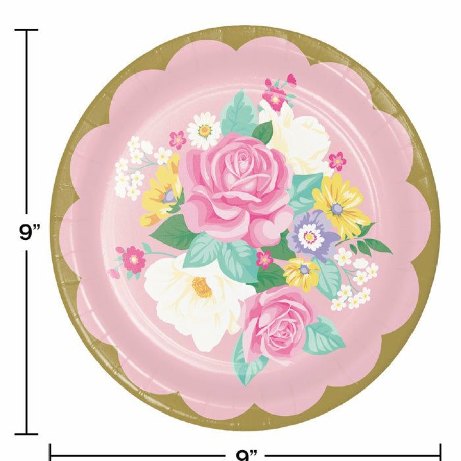 Birthdays * | Creative Converting Kids Birthday Party Themes Floral Tea Party Paper Plates, 8 Ct