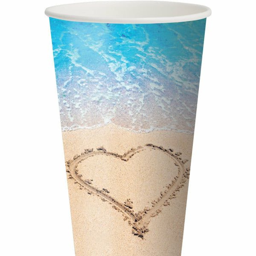 Bridal And Wedding * | Creative Converting Beach Love Hot/Cold Paper Paper Cups 12 Oz., 8 Ct