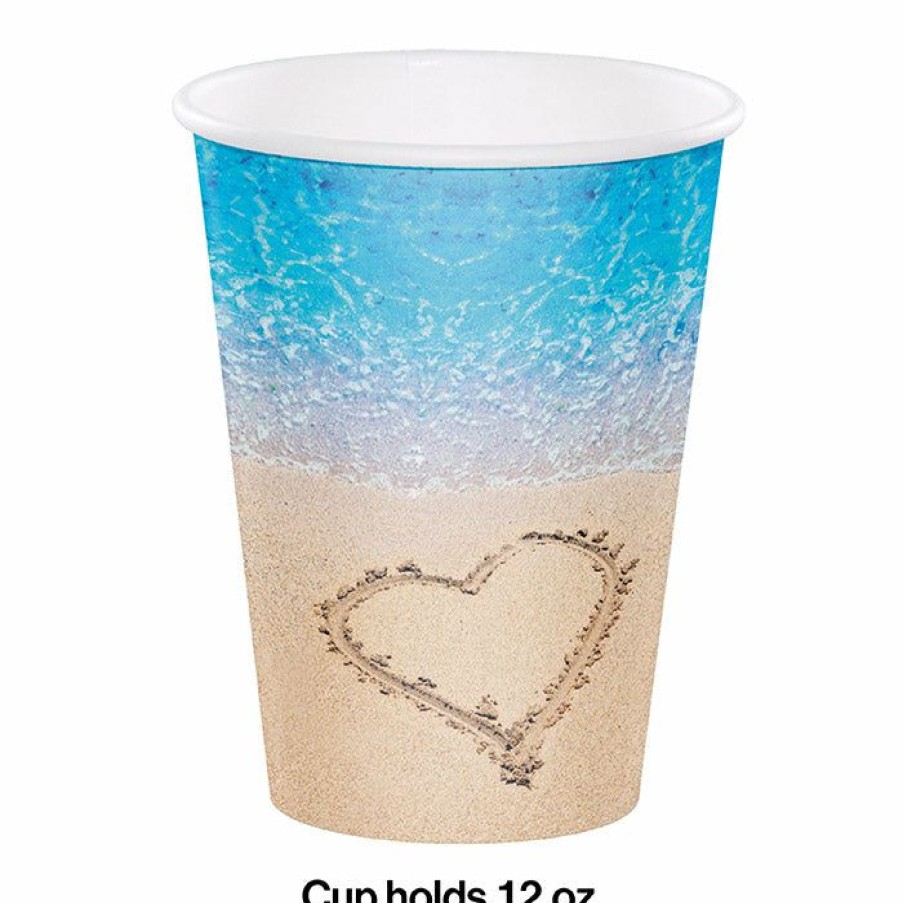 Bridal And Wedding * | Creative Converting Beach Love Hot/Cold Paper Paper Cups 12 Oz., 8 Ct