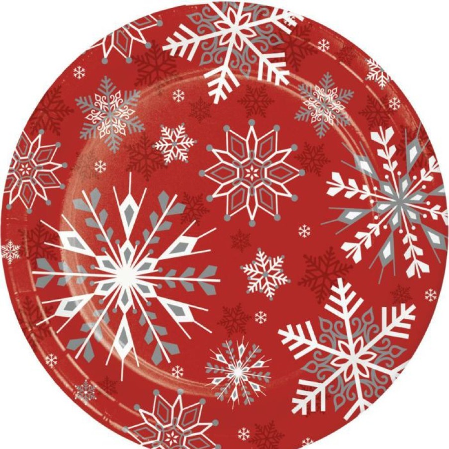 Holidays * | Creative Converting Winter Snowflakes Dinner Plate, 8 Ct Christmas Party Supplies