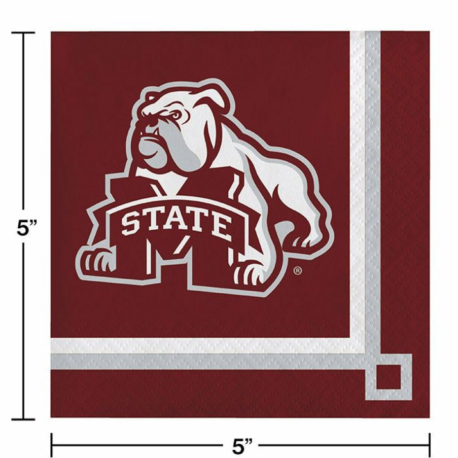 Sports * | Creative Converting Ncaa College Themed Party Decorations Mississippi State University Beverage Napkins, 2-Ply (240/Case)