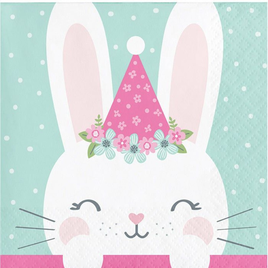 Birthdays * | Creative Converting Bunny Party Birthday Beverage Napkins, 16 Ct