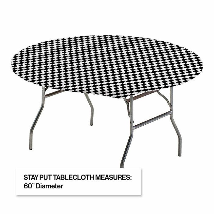 Sports * | Creative Converting Stay Put Tablecover Black Check, 60