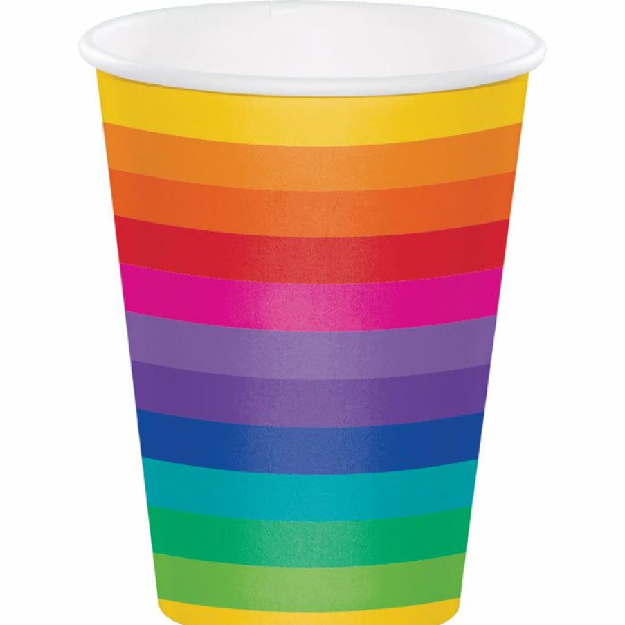 Birthdays * | Creative Converting Kids Birthday Party Themes Rainbow Hot/Cold Paper Paper Cups 12 Oz., 8 Ct